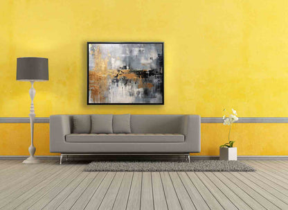 Autumn abstract canvas print-Minimalist art gold, beige, black and white