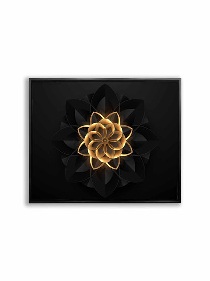 Abstract Flower in Black and Gold- Fine and Modern wall art - Gold varnish
