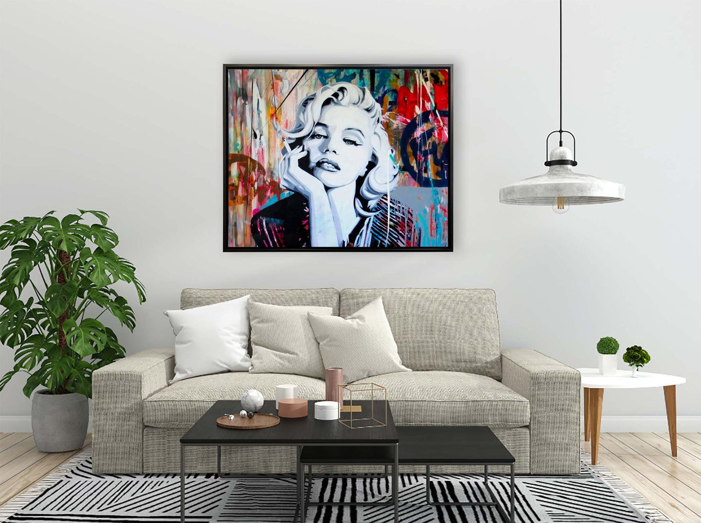 Pop and Urban Art Canvas of Marilyn - Wall art decor- Modern Artwork-Diamond varnish
