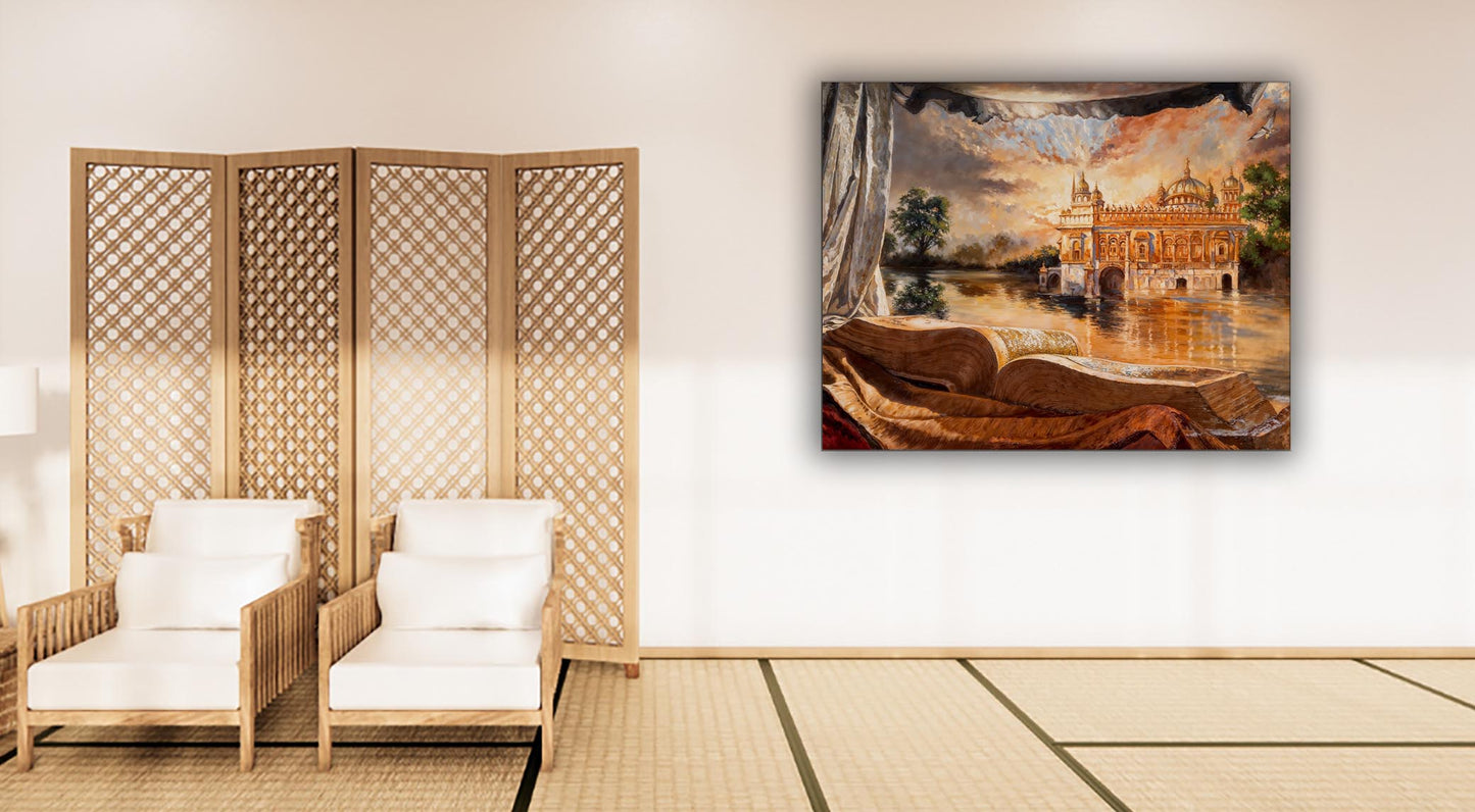 Ancient Golden Temple -Wall Decor- Spiritual Wall Art
