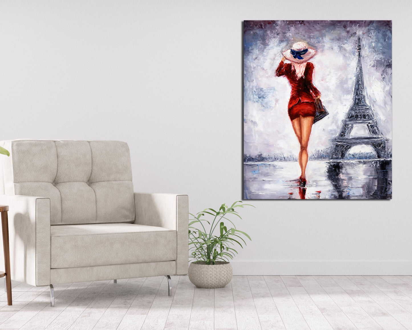 Girl Eiffel Tower Artwork Decor 
