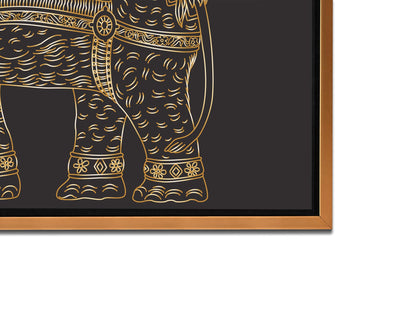 Lucky Trunk Up Elephants- Wildlife Canvas-Gold varnish