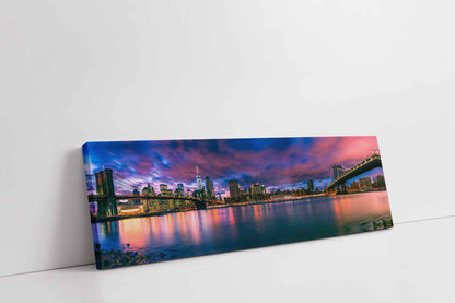 Canvas The East River and the Brooklyn Bridge-New York City landscape