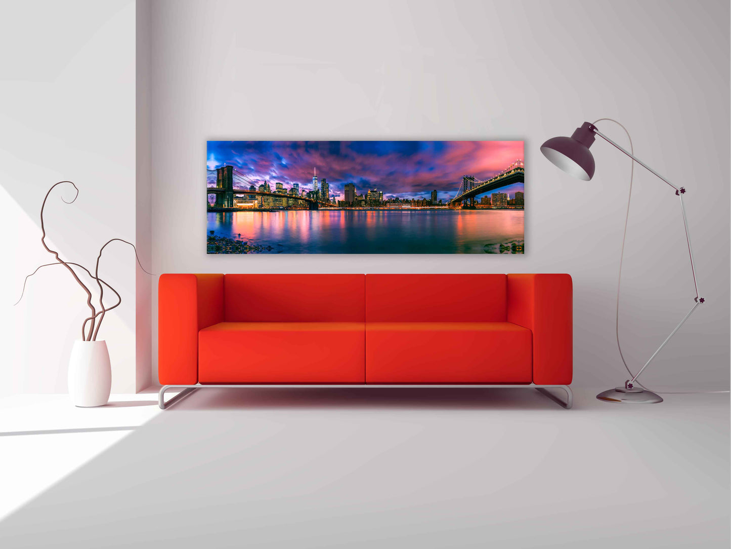 Canvas The East River and the Brooklyn Bridge-New York City landscape