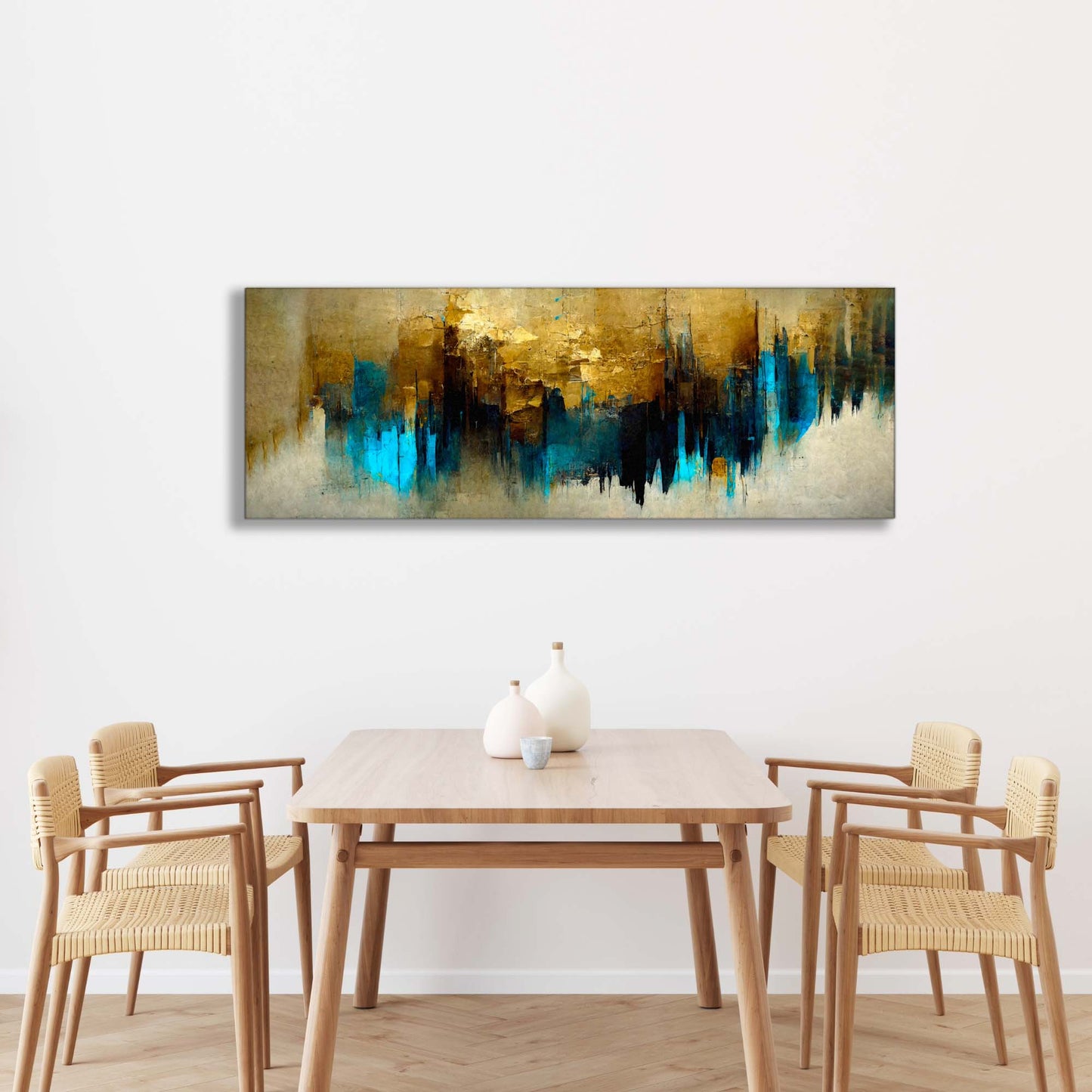 Gold and Blue Abstract-Canvas Wall art- Fine Art