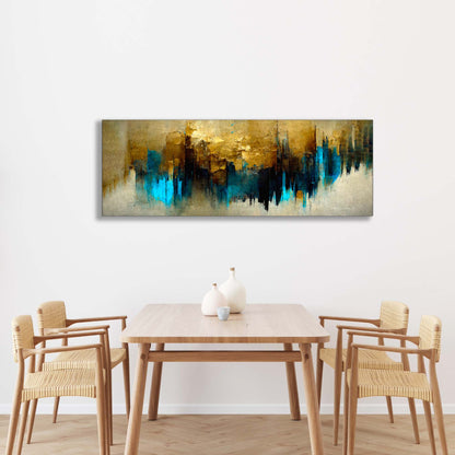 Gold and Blue Abstract-Canvas Wall art- Fine Art