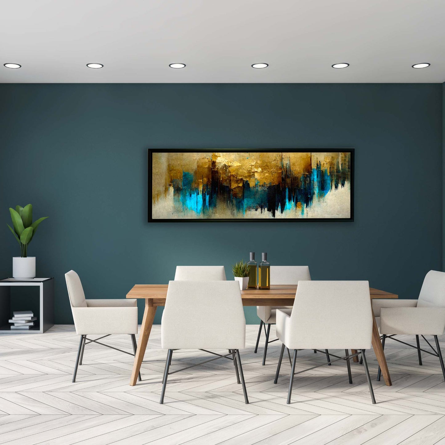 Gold and Blue Abstract-Canvas Wall art- Fine Art