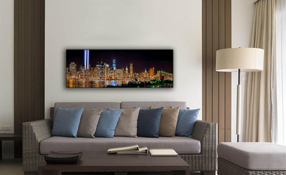New York 9/11 Tribute Light-City skyline-Large Canvas Wall art