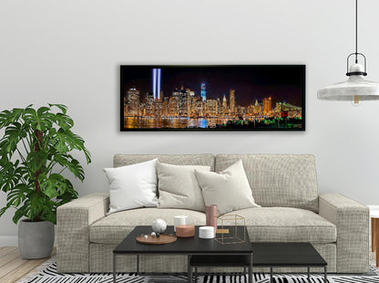 New York 9/11 Tribute Light-City skyline-Large Canvas Wall art