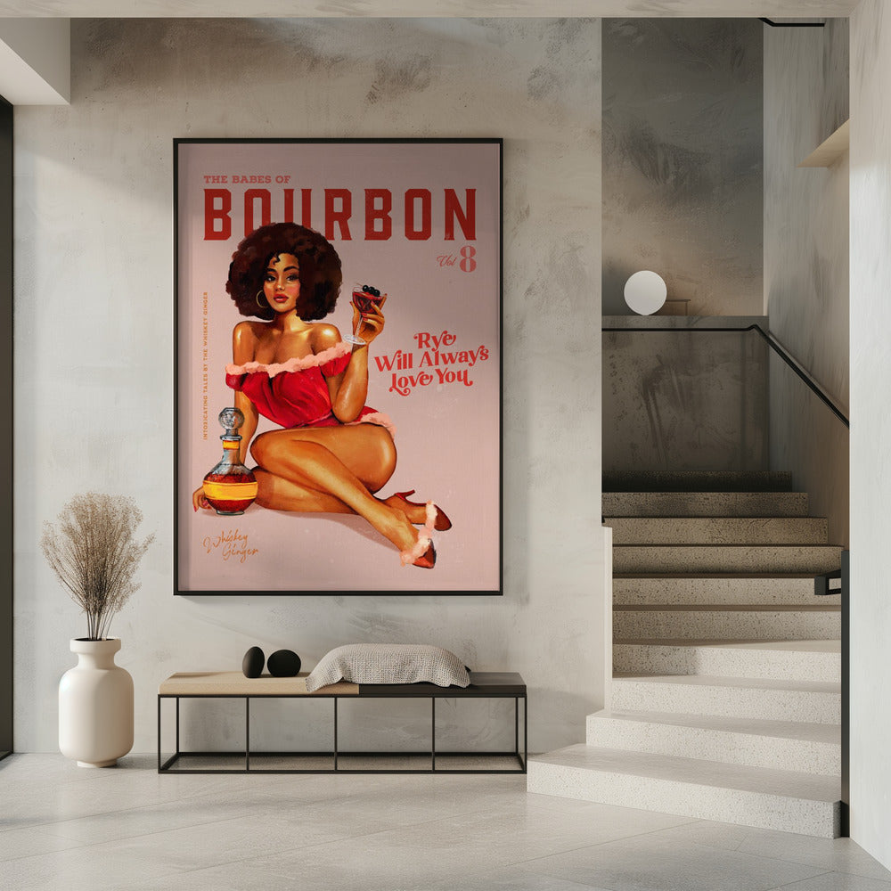Babes of Bourbon Vol 8 in black floating frame