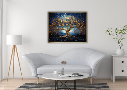 Canvas Print-The tree of Life on floating frame gold 