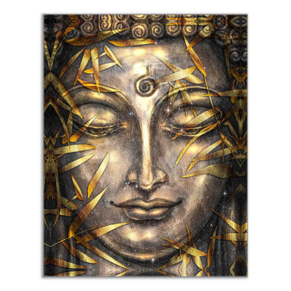 Canvas Pint Gold Buddha- Artwork-Gold varnish