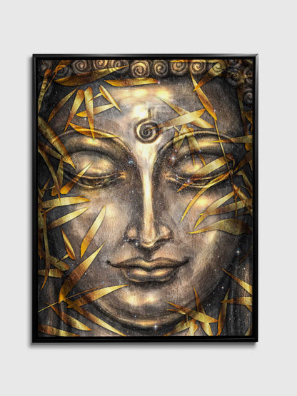 Canvas Pint Gold Buddha- Artwork-Gold varnish