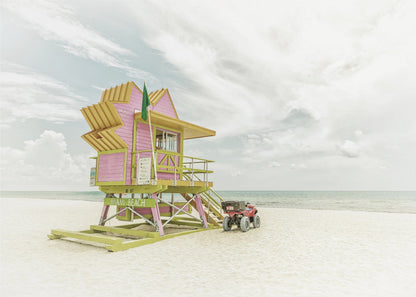  MIAMI BEACH Vintage Florida Flair Wall Artwork In Black Floating Frame