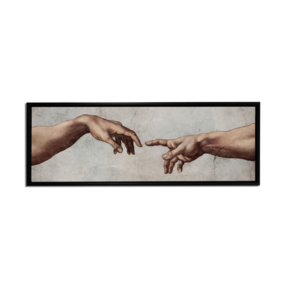 sample Michaelangelo's " Creation" in Black Floating Frame