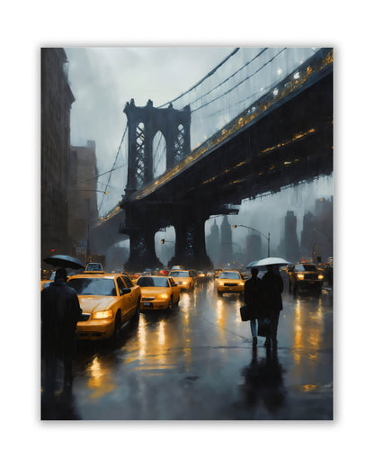 wall art Stylized NYC Bridge Skyline