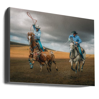  Team Roping Wall Artwork In Black Floating Frame