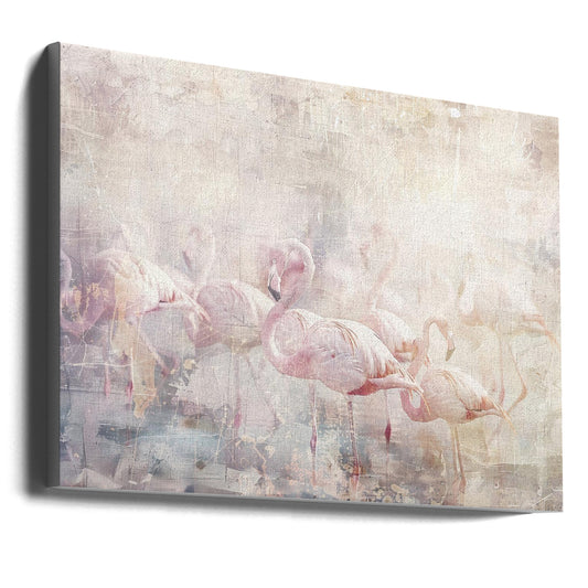 Flamingo Animal Vintage Art Illustration Wallart 10 Wall Artwork Gallery Wrapped (Ready to Hang)