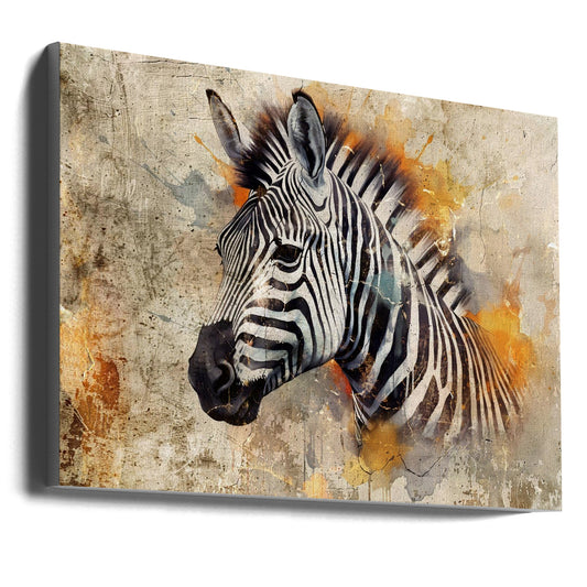  Zebra Animal Vintage Art Illustration Wallart 06 Wall Artwork Gallery Wrapped (Ready to Hang)