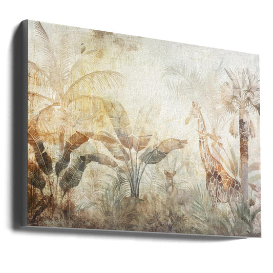  Jungle Leaves Art Illustration Wallart 06 Wall Artwork Gallery Wrapped (Ready to Hang)