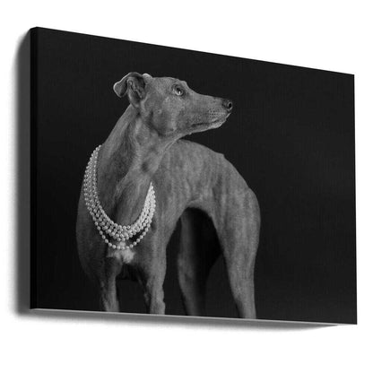 Wall art Whippet girl with the pearl necklace