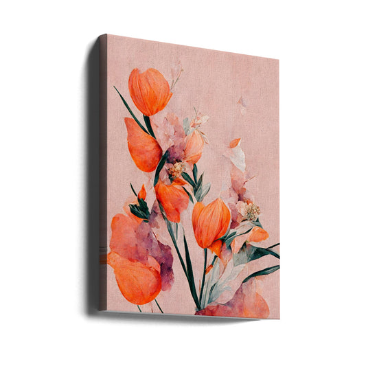  Orange Tulips Wall Artwork Gallery Wrapped (Ready to Hang)