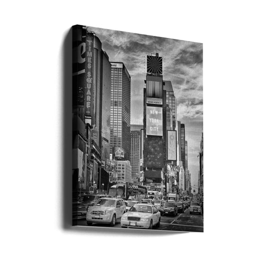  NEW YORK CITY Times Square - Monochrome Wall Artwork Gallery Wrapped (Ready to Hang)