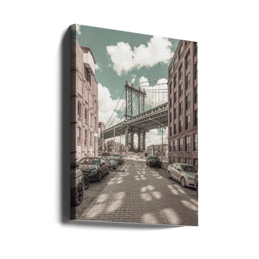  NEW YORK CITY Manhattan Bridge | urban vintage style Wall Artwork Gallery Wrapped (Ready to Hang)