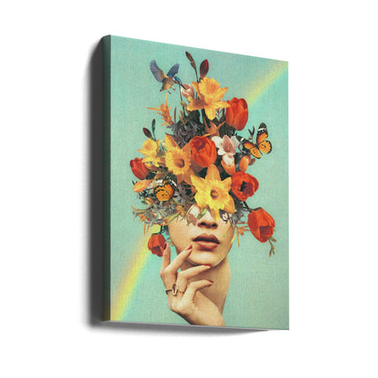 Wall art Baby&#039;s in bloom - Rainbow, flowers, birds &amp; butterflies