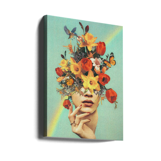 Wall art Baby&#039;s in bloom - Rainbow, flowers, birds &amp; butterflies