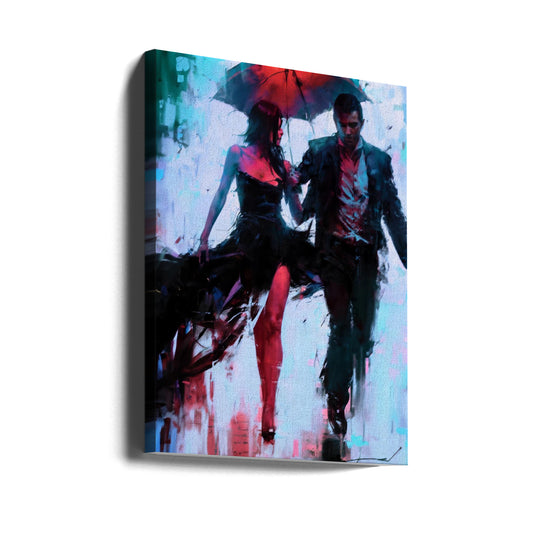 Walking In the Rain Wall Artwork Gallery Wrapped (Ready to Hang)