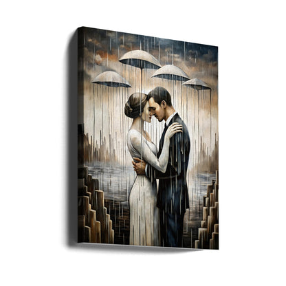  A Kiss Beneath the Floating Umbrellas Wall Artwork Gallery Wrapped (Ready to Hang)