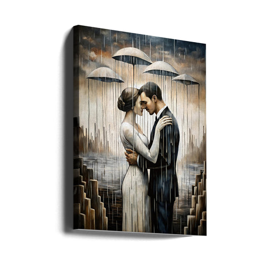  A Kiss Beneath the Floating Umbrellas Wall Artwork Gallery Wrapped (Ready to Hang)