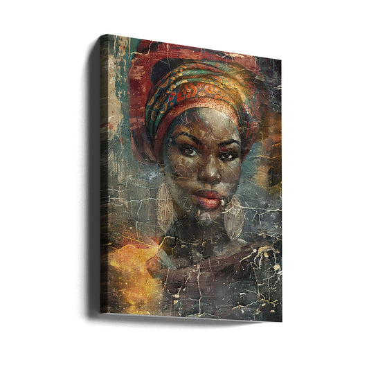  African Art Illustration Wallart 068 Wall Artwork Gallery Wrapped (Ready to Hang)