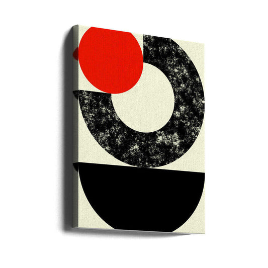 Wall art Geometric Shapes with a Bold Red Circle