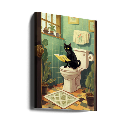 canvas prints Toilet Cat24X36inches- Unframed