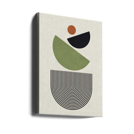 Wall art Geometric Shapes in Green Black and Orange