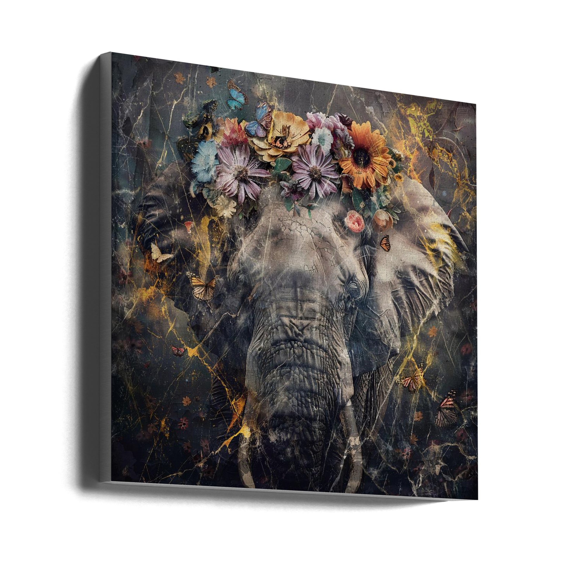  Elephant Animal Vintage Art Illustration Wallart 01 Wall Artwork Gallery Wrapped (Ready to Hang)