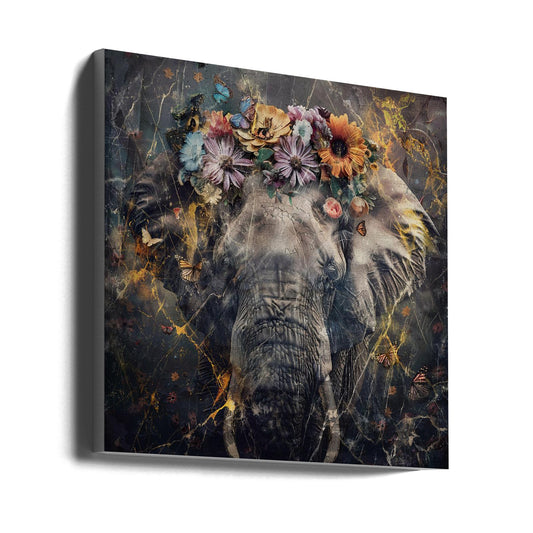  Elephant Animal Vintage Art Illustration Wallart 01 Wall Artwork Gallery Wrapped (Ready to Hang)
