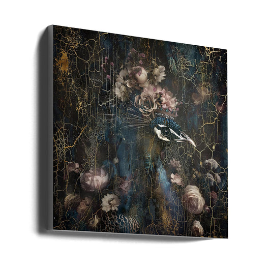  Peacock Animal Vintage Art Illustration Wallart 2 Wall Artwork Gallery Wrapped (Ready to Hang)