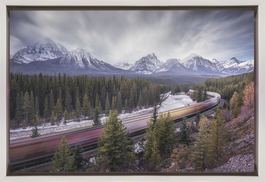 Wall art Fast train-36X24inches-In Black Floating Frame