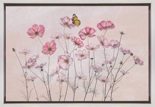 Cosmos and Butterfly Wall Artwork In Black Floating Frame