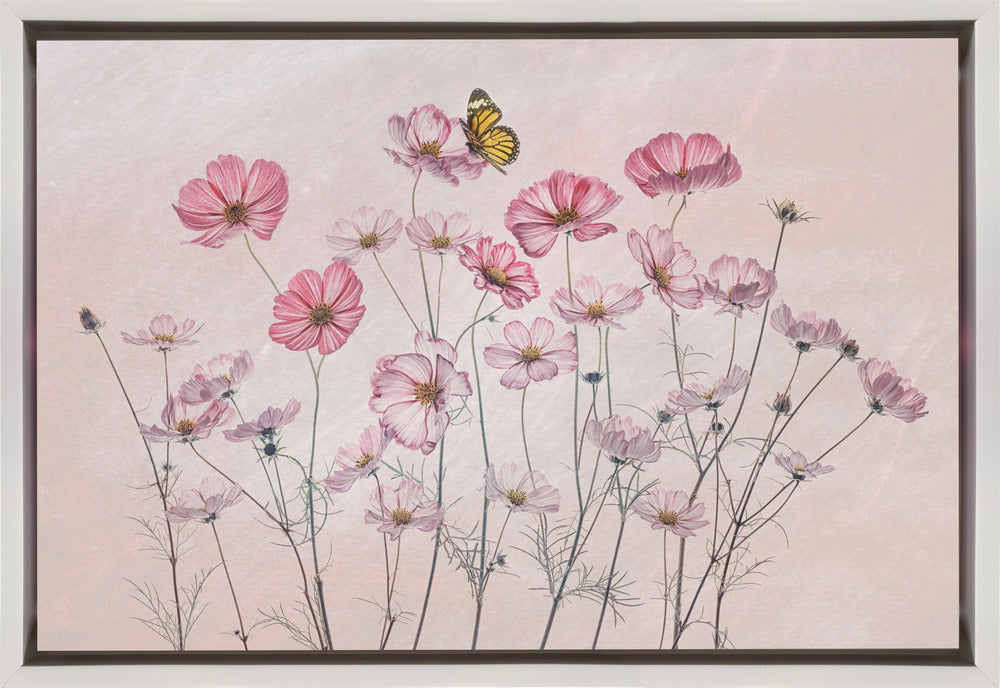  Cosmos and Butterfly Wall Artwork In Black Floating Frame