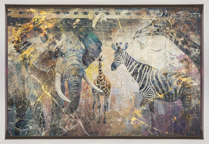  African Art Illustration Wallart 113 Wall Artwork In Black Floating Frame