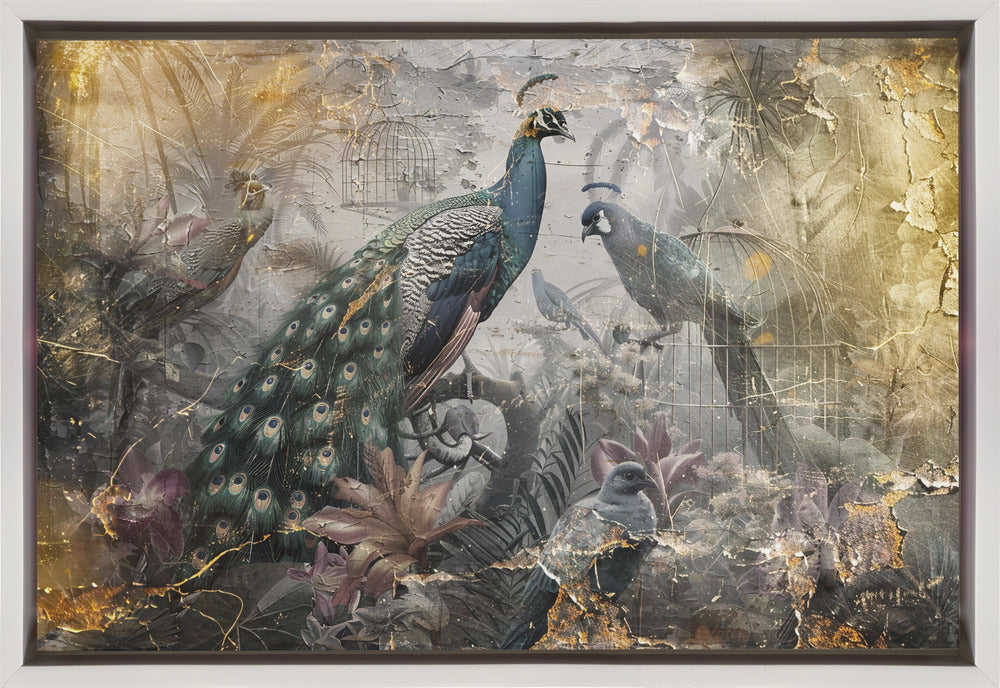 Bird Birds Animal Vintage Art Illustration Wallart 18 Wall Artwork In Black Floating Frame