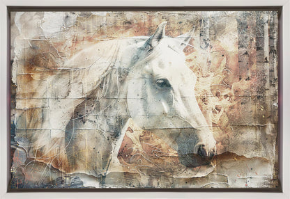  Horse Animal Vintage Art Illustration Wallart 06 Wall Artwork In Black Floating Frame