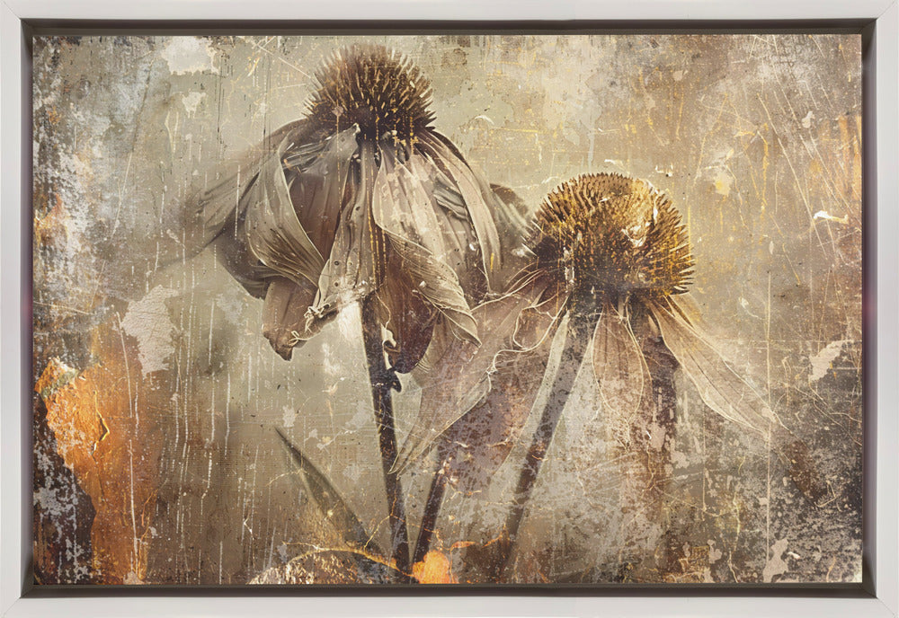 Flower Floral Art Illustration Wallart 082 Wall Artwork In Black Floating Frame