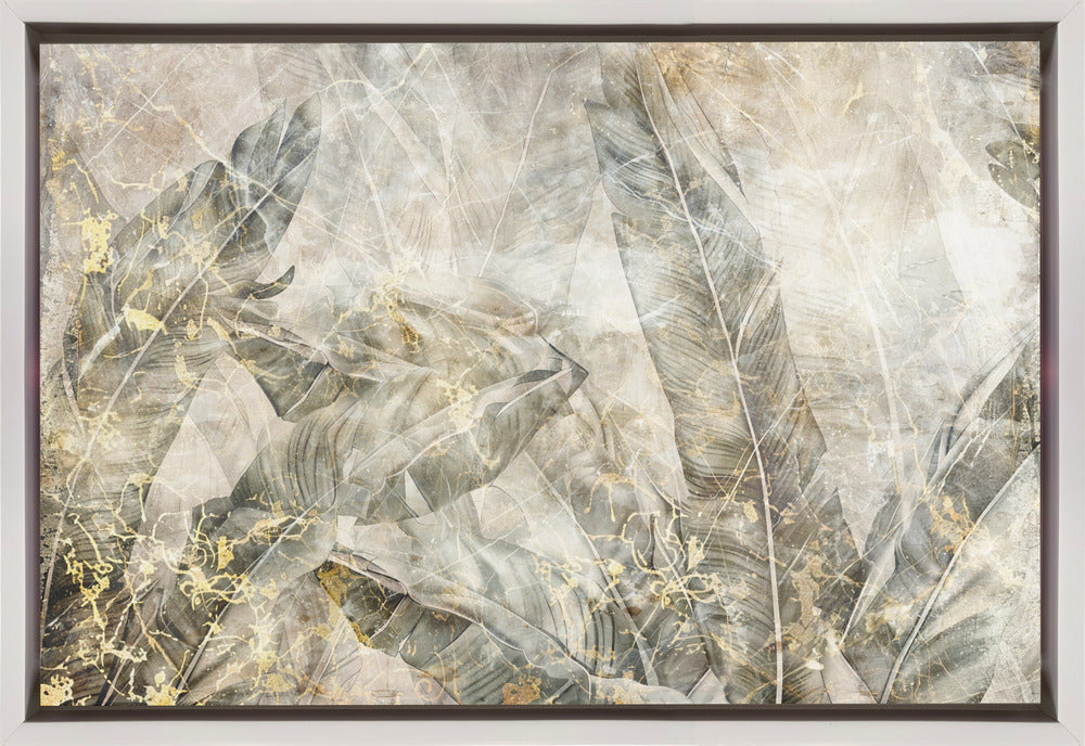  Jungle Leaves Art Illustration Wallart 10 Wall Artwork In Black Floating Frame