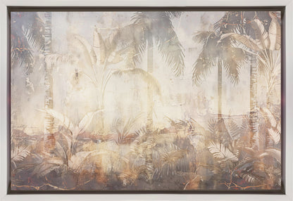 Jungle Leaves Art Illustration Wallart 45 Wall Artwork In Black Floating Frame