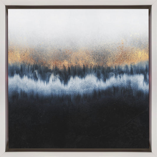  Golden Horizon Abstract Wall Artwork In Black Floating Frame
